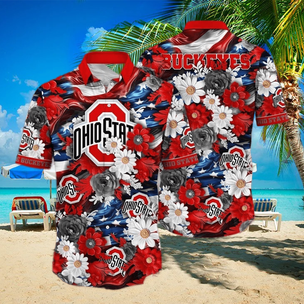 Red Aloha NCAA Ohio State Buckeyes Hawaiian Shirt Best Beach Gift - Limotees