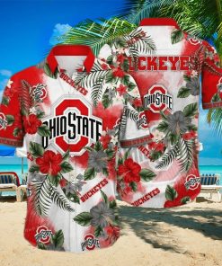 Floral Aloha NCAA Ohio State Buckeyes Hawaiian Shirt Hibiscus Flowers Pattern