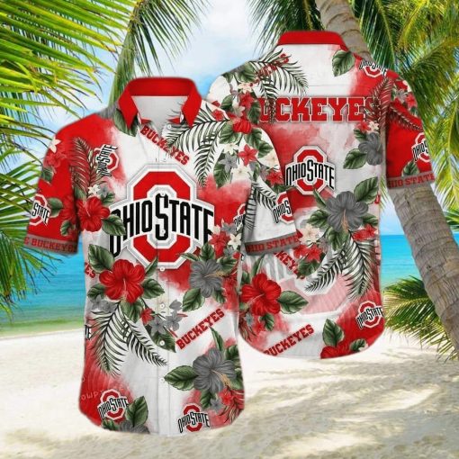 Floral Aloha NCAA Ohio State Buckeyes Hawaiian Shirt Hibiscus Flowers Pattern