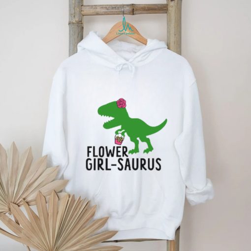 Flower Girl Saurus Wedding Raglan Dinosaur Shirt