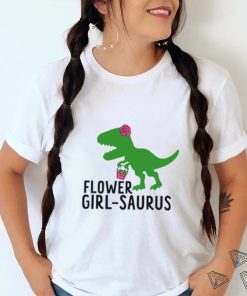 Flower Girl Saurus Wedding Raglan Dinosaur Shirt