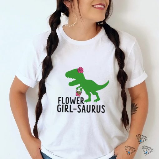 Flower Girl Saurus Wedding Raglan Dinosaur Shirt