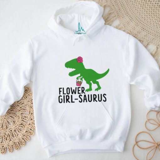 Flower Girl Saurus Wedding Raglan Dinosaur Shirt