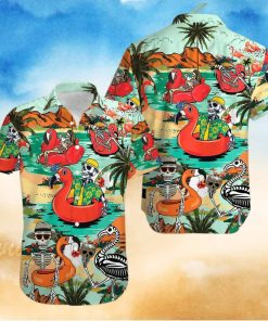 Funny Comic Skeleton Enjoy Summer Trip Tropical Hawaiian Aloha Shirts