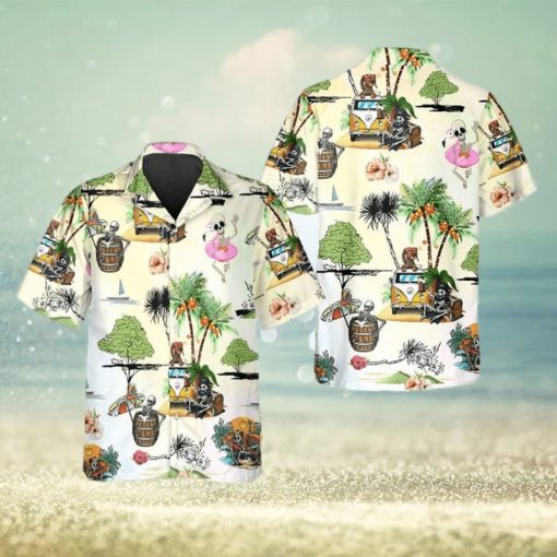 Funny Skull Beach Dancing Hawaiian Shirt