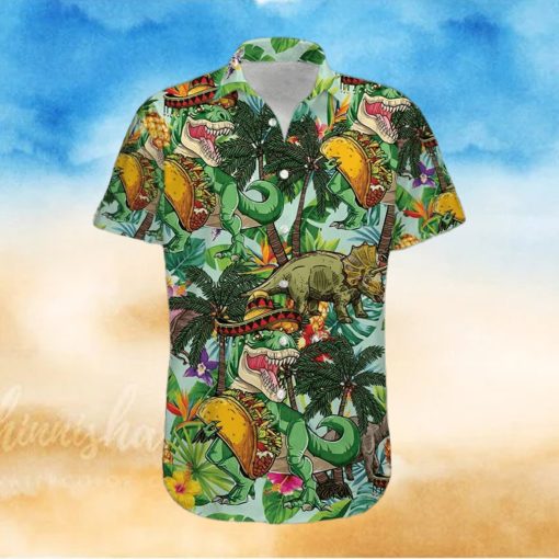 Funny Tacos T Rex Green Unisex Hawaiian Shirts