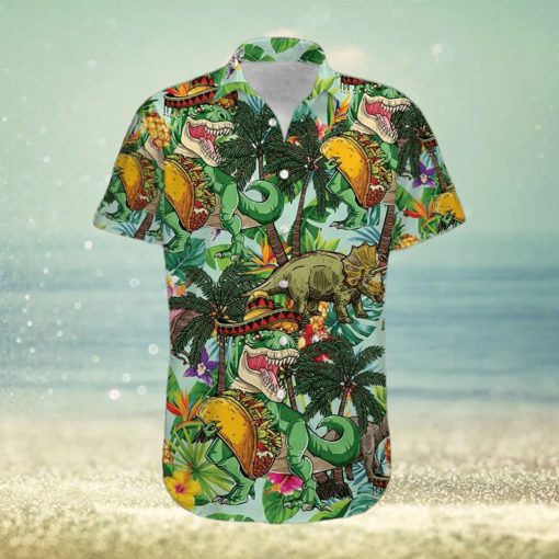 Funny Tacos T Rex Green Unisex Hawaiian Shirts