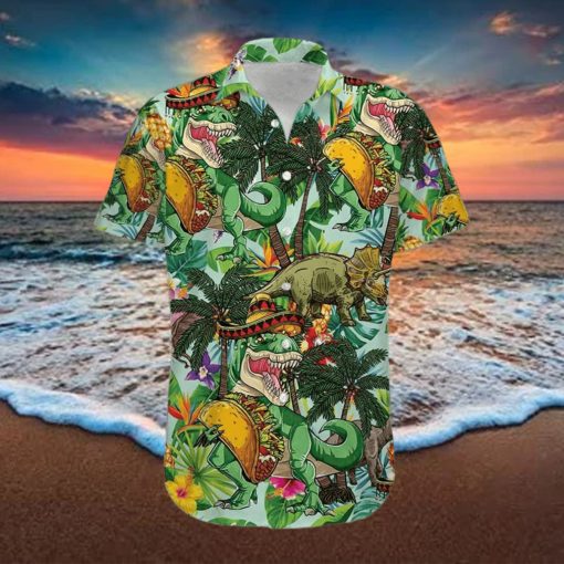 Funny Tacos T Rex Green Unisex Hawaiian Shirts