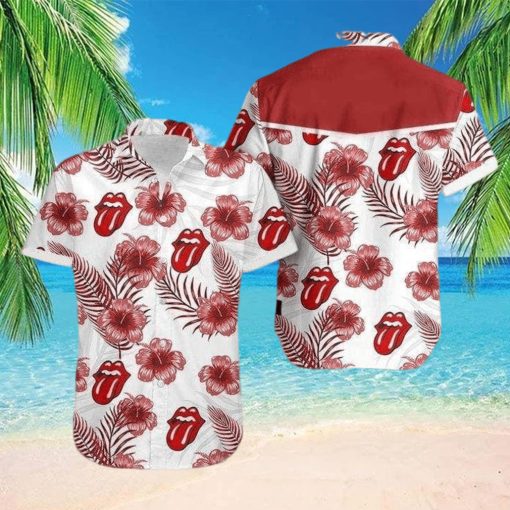 Funny Tonge Out Sexy Lips Red Hibiscus Tropical Hawaiian Aloha Shirts