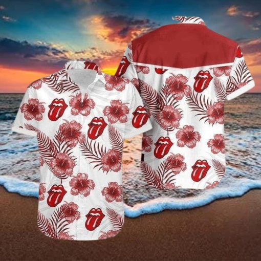 Funny Tonge Out Sexy Lips Red Hibiscus Tropical Hawaiian Aloha Shirts