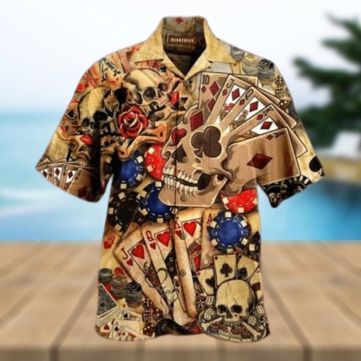 Gabling Poker Fire Skull Vintage Hawaiian Aloha Shirts