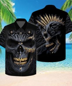 Gangster Skull Gold Bullets And Grillz Hawaiian Aloha Shirt