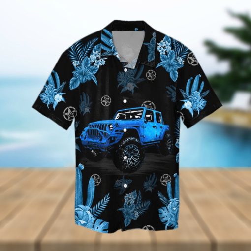 Gift For Dad Blue Jeep Black Unisex Hawaiian Shirts