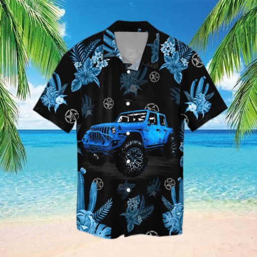 Gift For Dad Blue Jeep Black Unisex Hawaiian Shirts