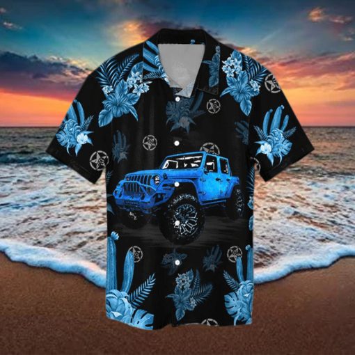 Gift For Dad Blue Jeep Black Unisex Hawaiian Shirts