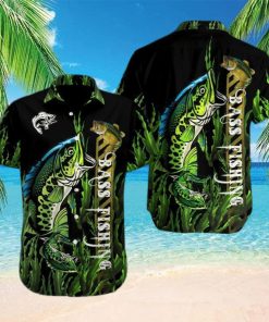 Gift For Father Bass Fishing Black Green Unisex Hawaiian Shirts