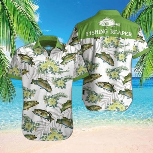 Gift For Father Fishing Reaper Green Tropical Unisex Hawaiian Shirts