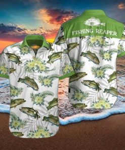 Gift For Father Fishing Reaper Green Tropical Unisex Hawaiian Shirts