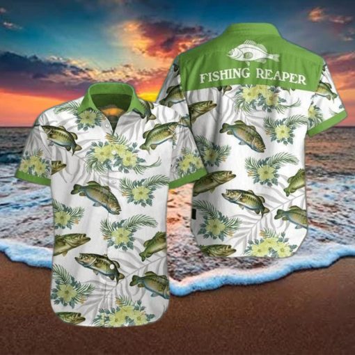 Gift For Father Fishing Reaper Green Tropical Unisex Hawaiian Shirts