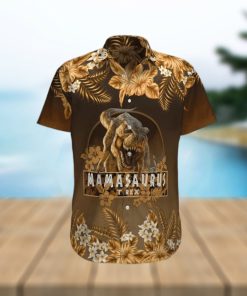 Gift For Mother Mamasaurus T Rex Brown Hibiscus Unisex Hawaiian Shirts