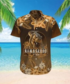 Gift For Mother Mamasaurus T Rex Brown Hibiscus Unisex Hawaiian Shirts