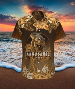 Gift For Mother Mamasaurus T Rex Brown Hibiscus Unisex Hawaiian Shirts