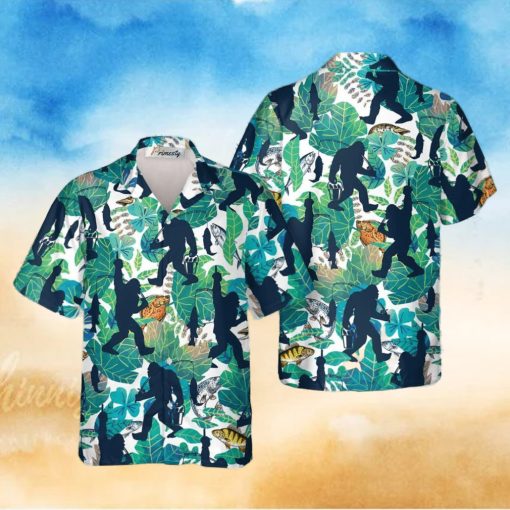 Go Fishing Bigfoot Tropical Hawaiian Shirts