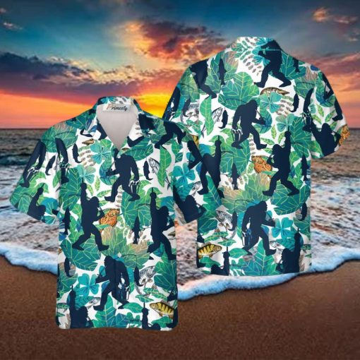 Go Fishing Bigfoot Tropical Hawaiian Shirts