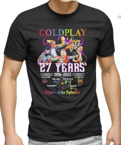 Goldplay 27 years 1996 2023 music of the spheres signatures shirt