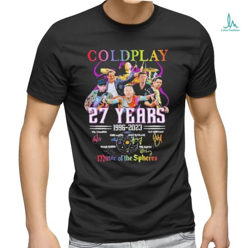 Goldplay 27 years 1996 2023 music of the spheres signatures shirt