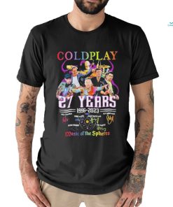 Goldplay 27 years 1996 2023 music of the spheres signatures shirt