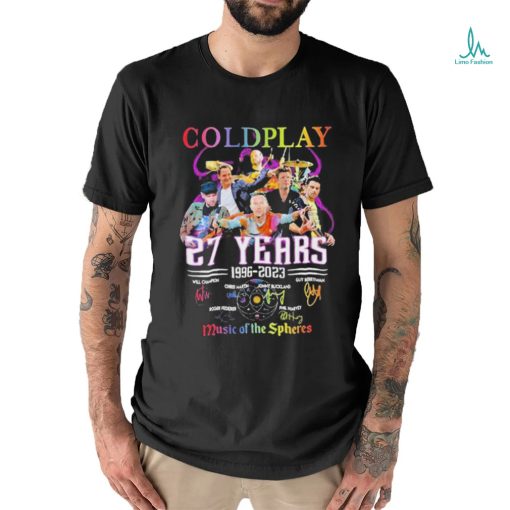 Goldplay 27 years 1996 2023 music of the spheres signatures shirt