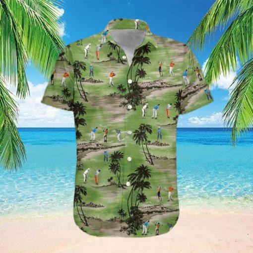 Golfer On Green Field Unisex Hawaiian Shirts