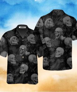 Goth Skull Leaves Skull Shirts For Men Skull Tropical Hawaiian Shirt