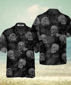 Goth Skull Leaves Skull Shirts For Men Skull Tropical Hawaiian Shirt