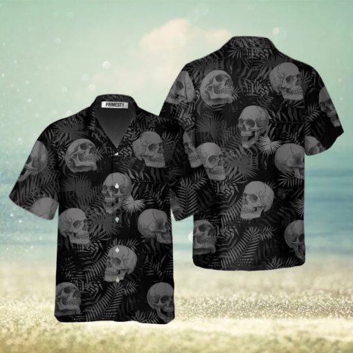 Goth Skull Leaves Skull Shirts For Men Skull Tropical Hawaiian Shirt