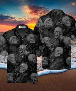 Goth Skull Leaves Skull Shirts For Men Skull Tropical Hawaiian Shirt