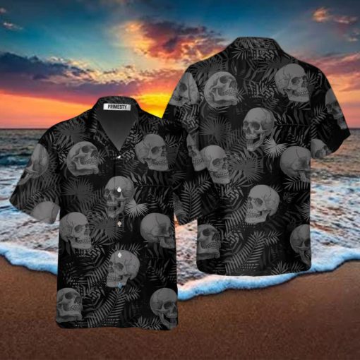 Goth Skull Leaves Skull Shirts For Men Skull Tropical Hawaiian Shirt