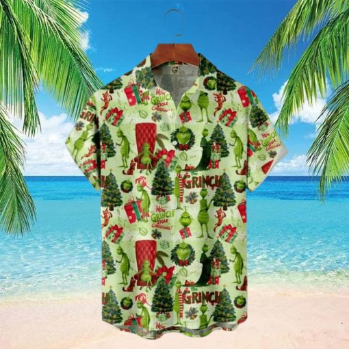 Green And Cheery Grinch Tropical Shirt