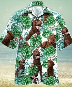 Green and White Theme Chesapeake Bay Retriever Dog Tropical Plant Hawaiian Shirt