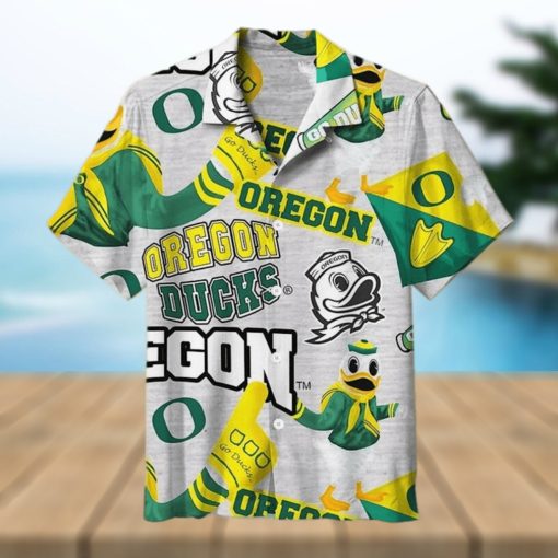 Grey Oregon Ducks Hawaiian shirt