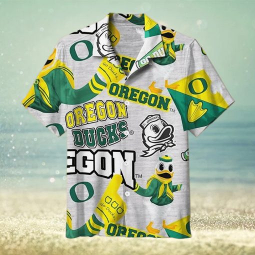 Grey Oregon Ducks Hawaiian shirt