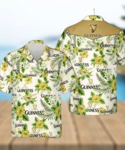 Guinness Hawaiian Shirt Bright Yellow And Green Flora Aloha Shirt