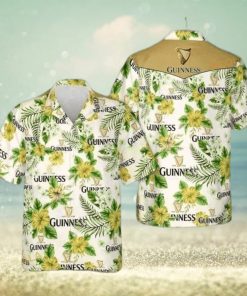 Guinness Hawaiian Shirt  Bright Yellow And Green Flora Aloha Shirt