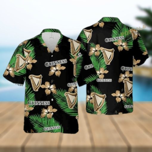 Guinness Hawaiian Shirt  Hibiscus Flower Palm Leaf Gift For Beach Trip Aloha Shirt