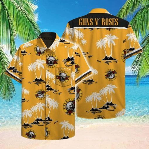 Gun And Roses Yellow Coconut Unisex Hawaiian Shirts