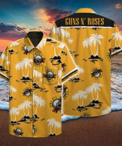 Gun And Roses Yellow Coconut Unisex Hawaiian Shirts