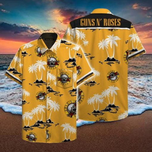 Gun And Roses Yellow Coconut Unisex Hawaiian Shirts