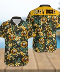 Gun And Roses Yellow Green Tropical Unisex Hawaiian Shirts