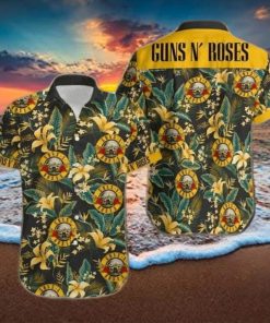 Gun And Roses Yellow Green Tropical Unisex Hawaiian Shirts